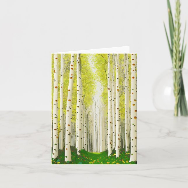 Beautiful Birch Tree Forest Landscape  Card (Front)
