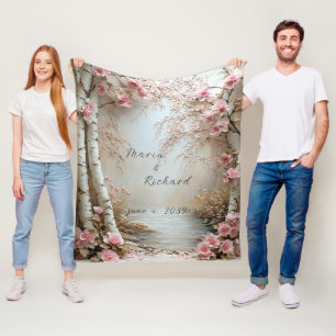 Beautiful Birch trees Country river Fleece Blanket