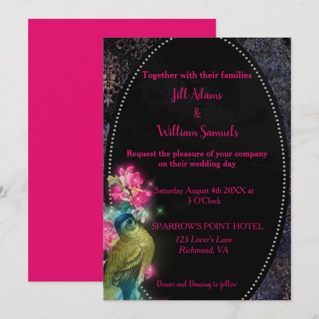 Beautiful Bird Elegance Wedding Invitation (Front/Back)