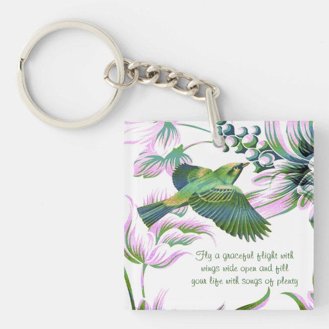 Beautiful Bird Flies - Customisable - Keychain (Front)