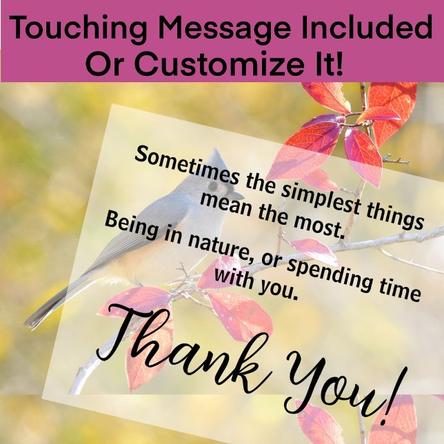 Beautiful Bird In Autumn Photo | Heartfelt Thank You Card (Touching message supplied - or write your own)