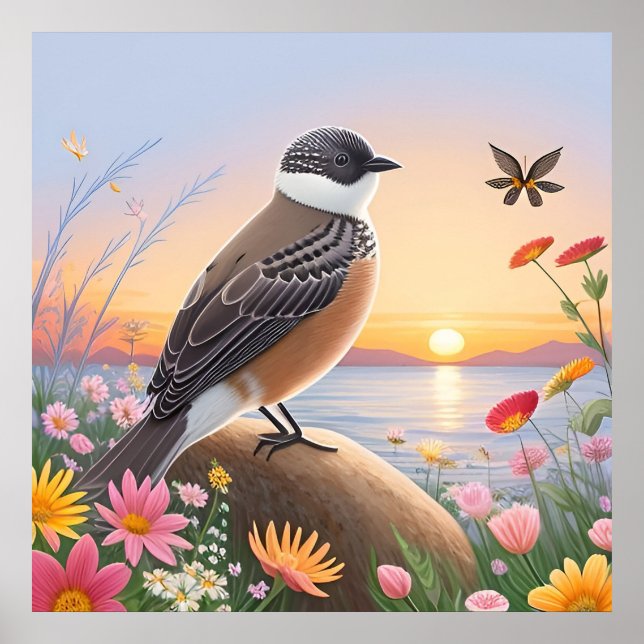 Beautiful Bird in Coastal Nature Scene Poster (Front)