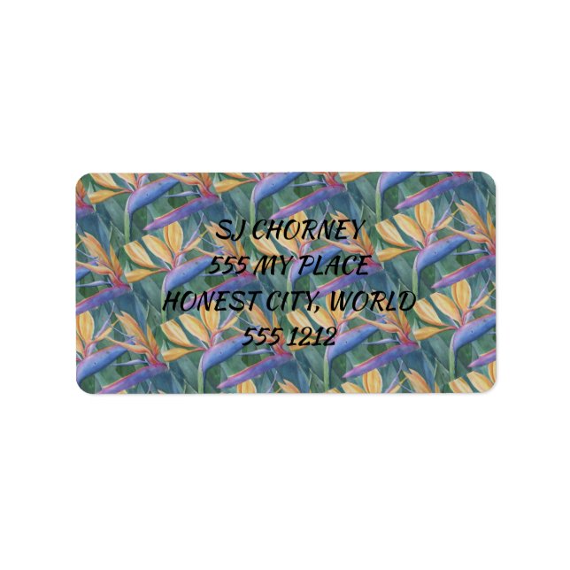 BEAUTIFUL BIRD OF PARADISE FLORAL LABEL (Front)