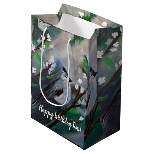 Beautiful Bird Spring Painting Medium Gift Bag (Front Angled)