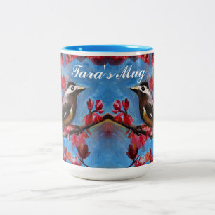 Beautiful Bird Spring Painting Two-Tone Coffee Mug