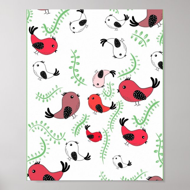 Beautiful bird themed design, patterned  poster (Front)