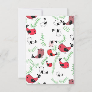 Beautiful bird themed design, patterned thank you card
