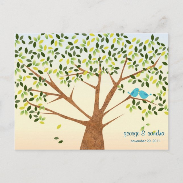 Beautiful Bird Tree Wedding Invitation Postcard (Front)