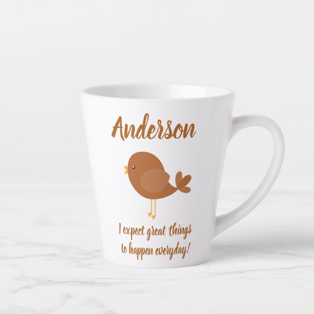 Beautiful bird with positive statement latte mug (Right)
