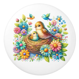 Beautiful Birds Ceramic Knob