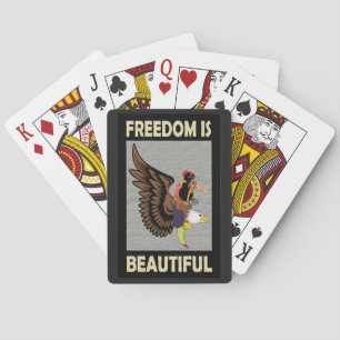 Beautiful birds flying playing cards