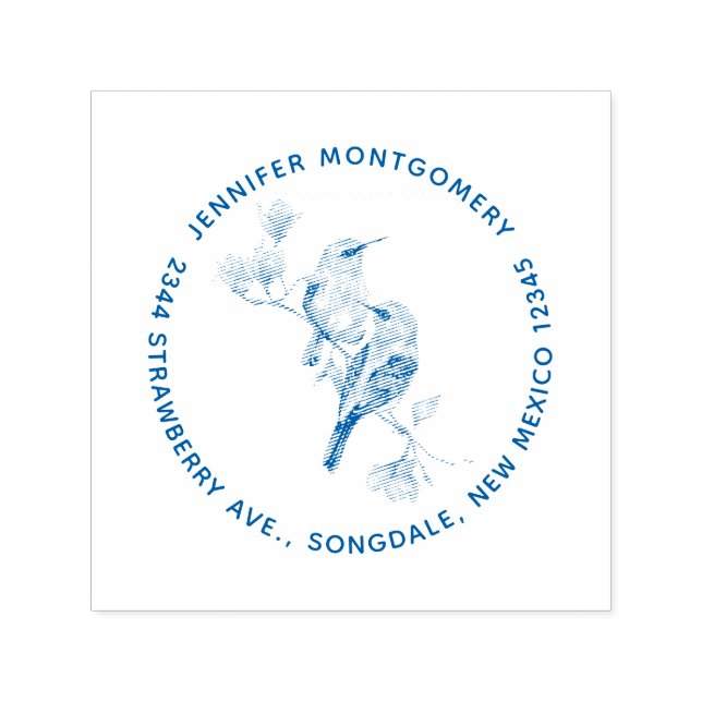 Beautiful Birds on a Branch Name and Address Self-inking Stamp (Design)