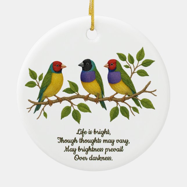 Beautiful birds on the branch ceramic tree decoration (Back)