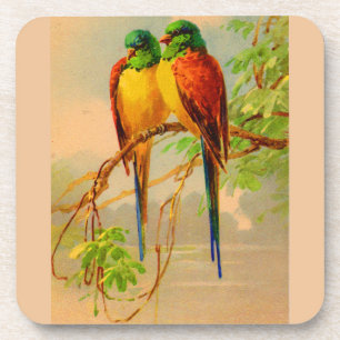 beautiful birds print coaster