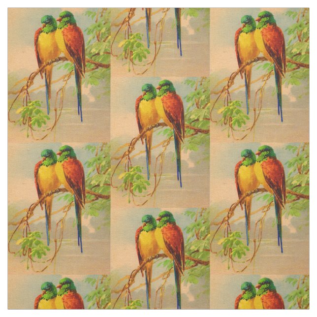 beautiful birds print fabric (Swatch)
