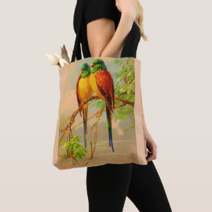 beautiful birds print tote bag