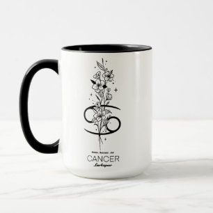 Beautiful Birth Month Flower/Zodiac Sign/Cancer Mug