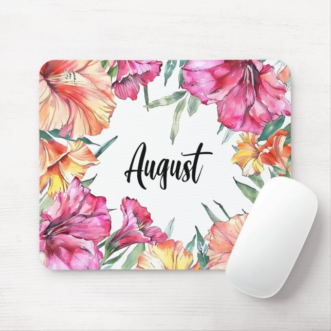 Beautiful Birth Month Flowers/August Mouse Mat (With Mouse)