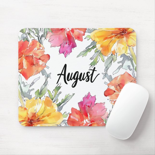 Beautiful Birth Month Flowers/August Mouse Mat (With Mouse)
