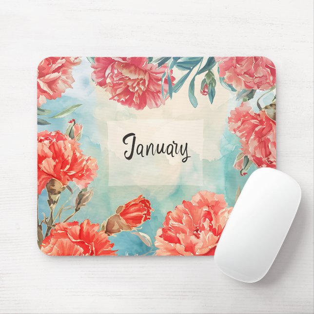 Beautiful Birth Month Flowers/January Mouse Mat (With Mouse)