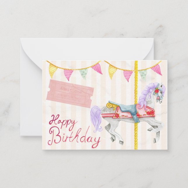 Beautiful Birthday Card With Carousel (Front)