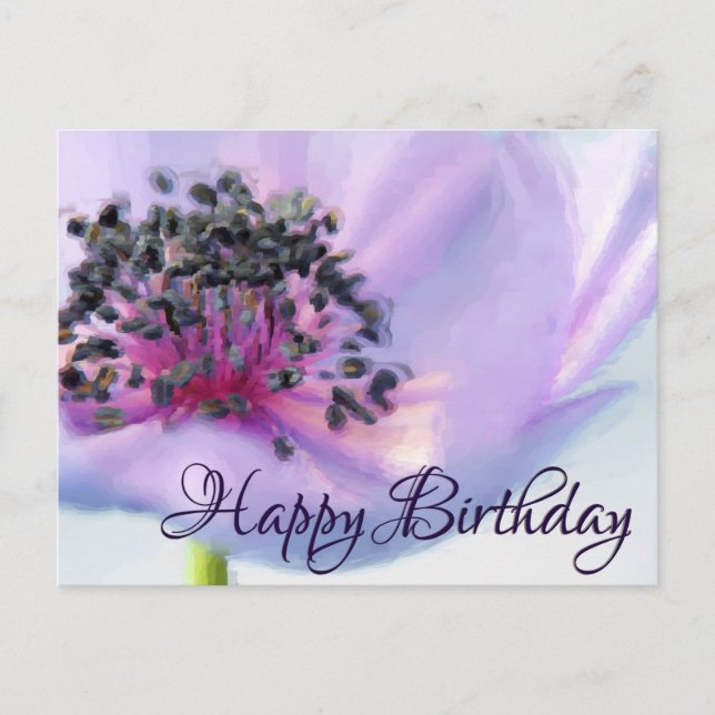 Beautiful Birthday Flower Close-up Pastel Drawing Postcard (Front)
