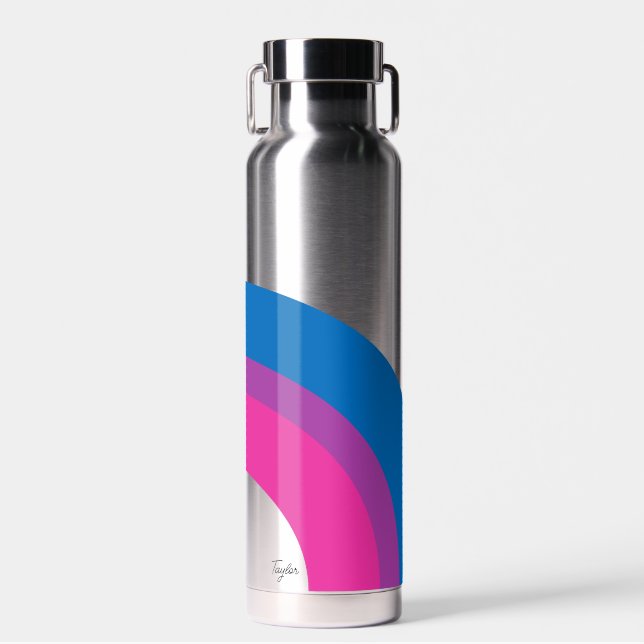 Beautiful Bisexual Pride Flag Cute Monogram Water Bottle (Front)