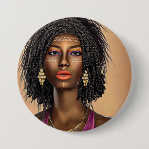 Beautiful Black African Princess Woman Art 7.5 Cm Round Badge