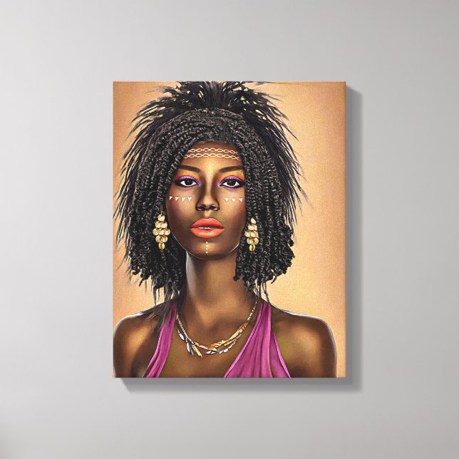 Beautiful Black African Princess Woman Art  Canvas Print (Front)