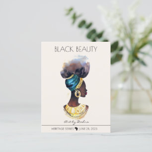 BEAUTIFUL BLACK AFRICAN QUEEN BIG GOLD NECKLACE POSTCARD