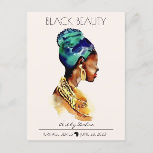 BEAUTIFUL BLACK AFRICAN QUEEN BIG GOLD NECKLACE POSTCARD