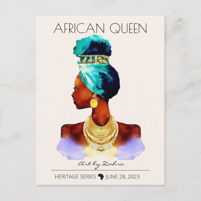 BEAUTIFUL BLACK AFRICAN QUEEN BIG GOLD NECKLACE POSTCARD (Front)