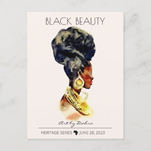 BEAUTIFUL BLACK AFRICAN QUEEN BIG GOLD NECKLACE POSTCARD