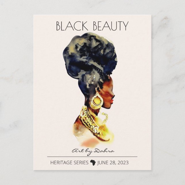 BEAUTIFUL BLACK AFRICAN QUEEN BIG GOLD NECKLACE POSTCARD (Front)