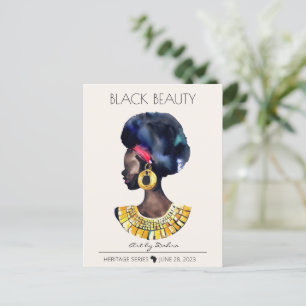BEAUTIFUL BLACK AFRICAN QUEEN BIG GOLD NECKLACE POSTCARD
