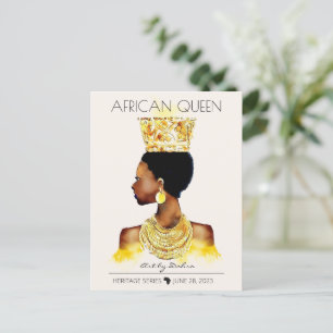 BEAUTIFUL BLACK AFRICAN QUEEN BIG GOLD NECKLACE POSTCARD