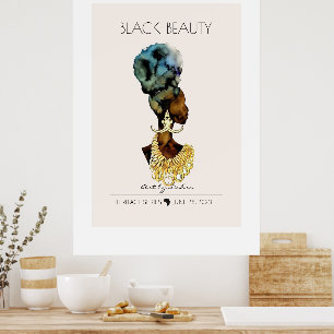 BEAUTIFUL BLACK AFRICAN QUEEN BIG GOLD NECKLACE POSTER