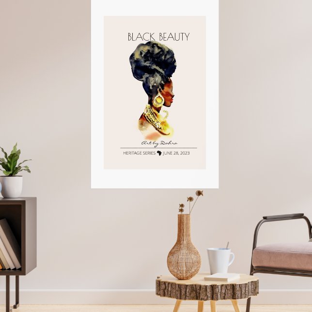 BEAUTIFUL BLACK AFRICAN QUEEN BIG GOLD NECKLACE POSTER (Living Room 3)