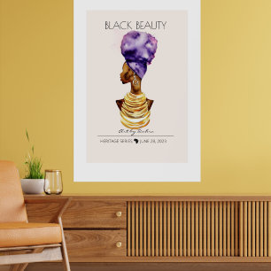 BEAUTIFUL BLACK AFRICAN QUEEN BIG GOLD NECKLACE POSTER