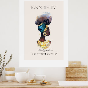 BEAUTIFUL BLACK AFRICAN QUEEN BIG GOLD NECKLACE POSTER