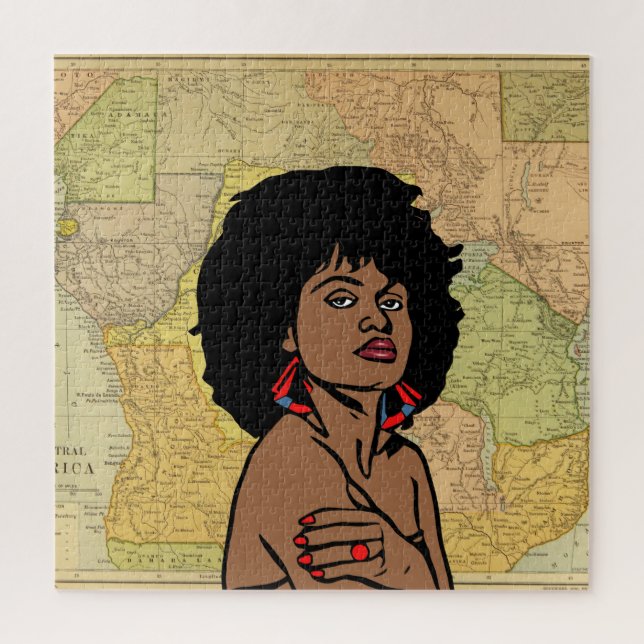 Beautiful black African Woman Africa Map art  Jigsaw Puzzle (Vertical)