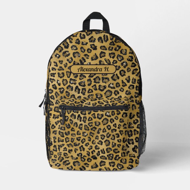 Beautiful black and gold glam printed backpack (Front)