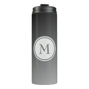 Beautiful Black and Grey Ombre Monogram Thermal Tumbler