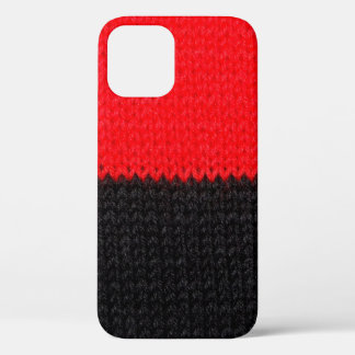 beautiful black and red knitted fabric with drawin iPhone 12 case
