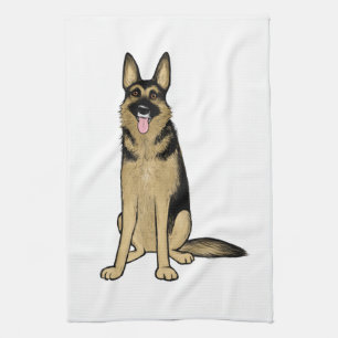 Beautiful Black and Tan German Shepherd Dog Tea Towel