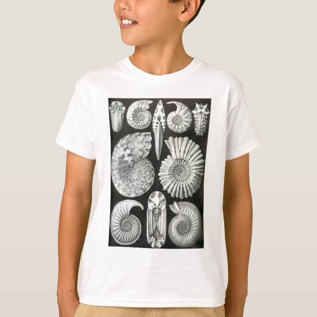 Beautiful black and white ammonites pattern design T-Shirt (Front)