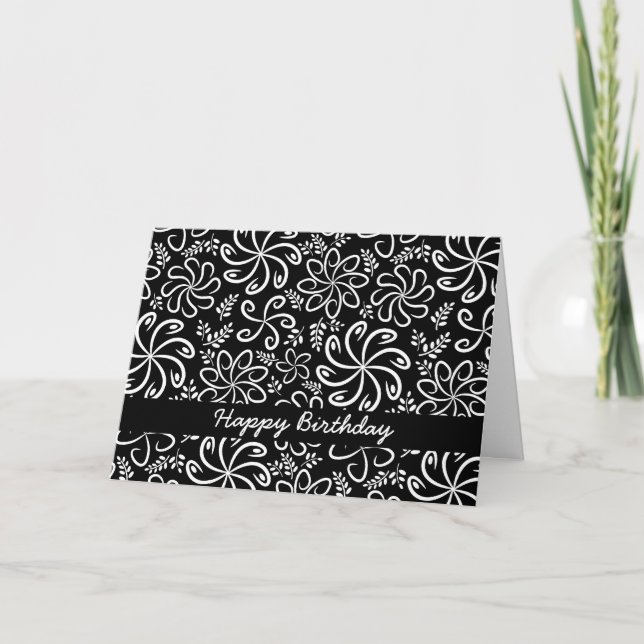 Beautiful black and white Birthday Card (Front)