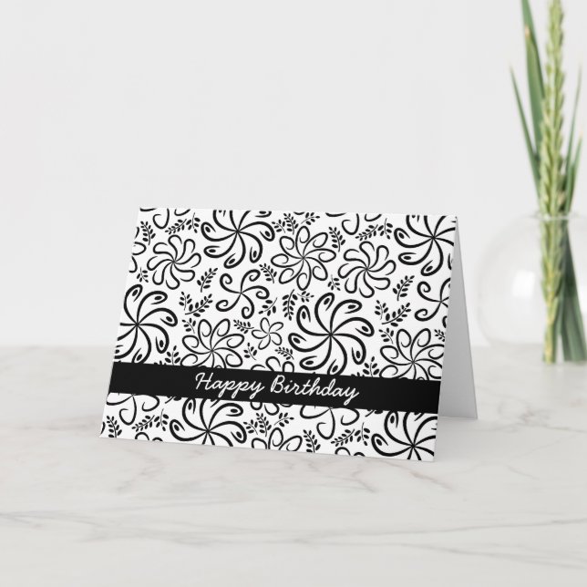 Beautiful black and white Birthday Card (Front)