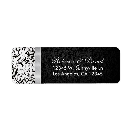 Beautiful Black and White Damask Return Address Label