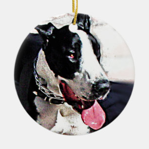 Beautiful Black and White Dog Ceramic Tree Decoration